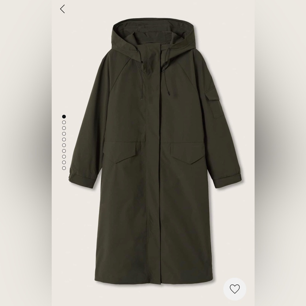 MANGO Olive Green Hooded Long Coat